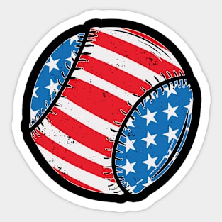 Baseball American Flag 4th Of July Sticker